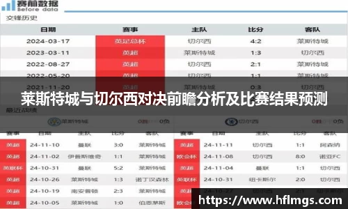 莱斯特城与切尔西对决前瞻分析及比赛结果预测
